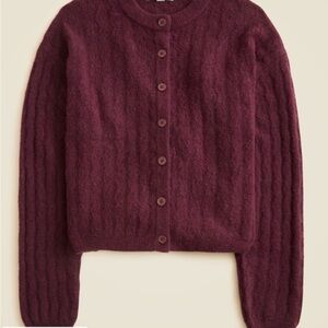 NWT J. Crew Deep Burgundy Cable Knit Cardigan